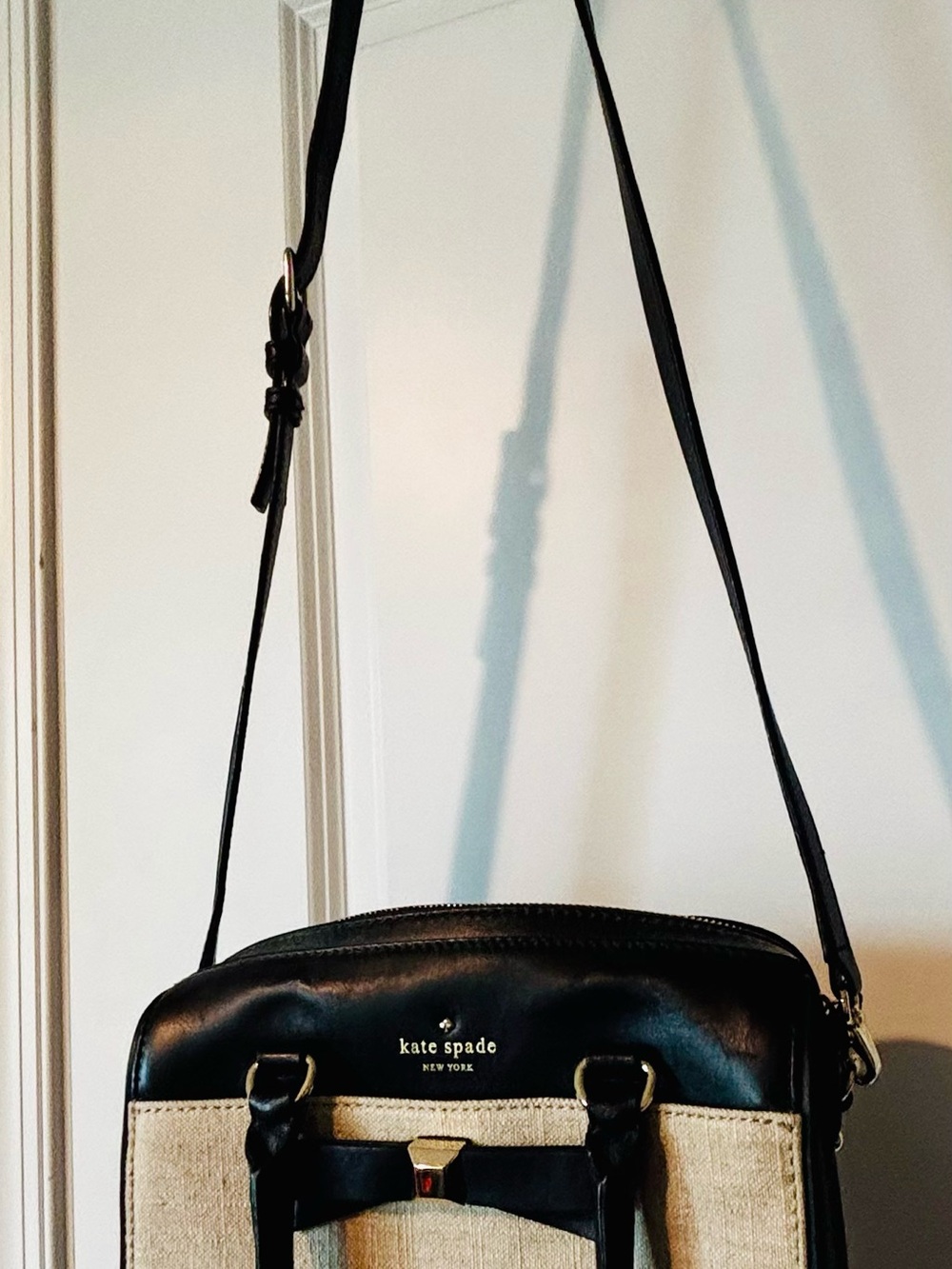 Kate Spade New York Holly Street Ashton Bow Linen & Leather Satchel Crossbody
